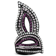 TK1293 - IP Black(Ion Plating) Stainless Steel Ring with Top Grade Crystal  in Multi Color-0