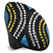 TK1294 - IP Black(Ion Plating) Stainless Steel Ring with Top Grade Crystal  in Citrine Yellow-0