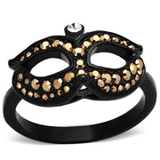 TK1299 - IP Black(Ion Plating) Stainless Steel Ring with Top Grade Crystal  in Metallic Light Gold-0