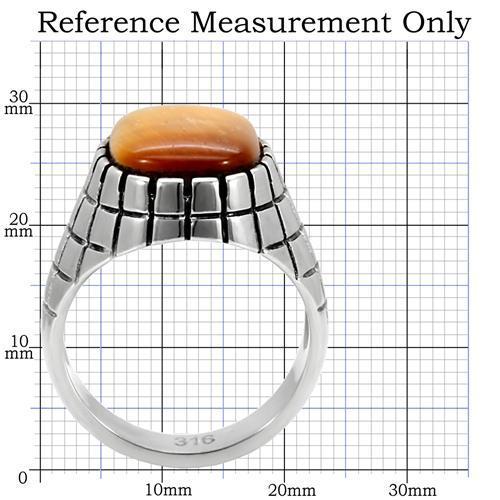 TK129 - High polished (no plating) Stainless Steel Ring with Synthetic Tiger Eye in Topaz-1