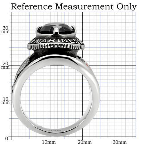 TK130 - High polished (no plating) Stainless Steel Ring with Synthetic Synthetic Glass in Montana-1
