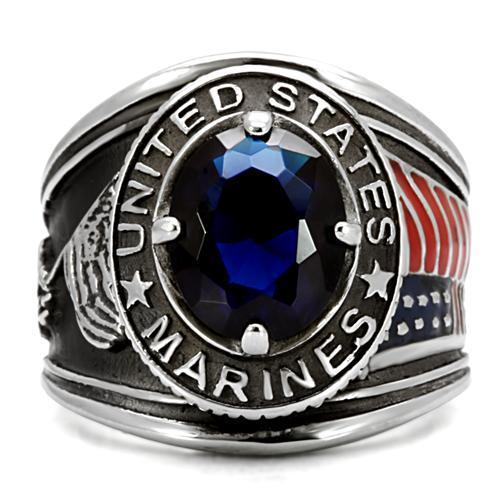 TK130 - High polished (no plating) Stainless Steel Ring with Synthetic Synthetic Glass in Montana-2