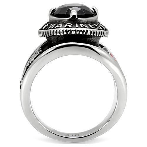 TK130 - High polished (no plating) Stainless Steel Ring with Synthetic Synthetic Glass in Montana-3