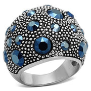 TK1310 - High polished (no plating) Stainless Steel Ring with Top Grade Crystal  in Montana-0
