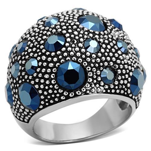 TK1310 - High polished (no plating) Stainless Steel Ring with Top Grade Crystal  in Montana-0
