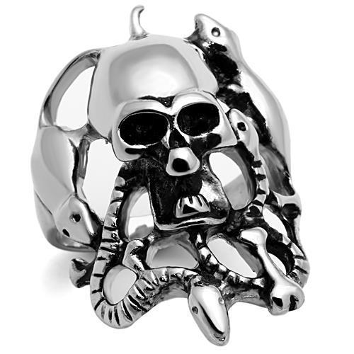 TK1315 - High polished (no plating) Stainless Steel Ring with Epoxy  in Jet-0