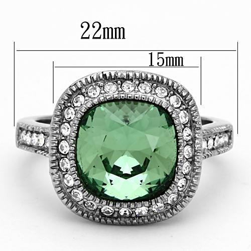 TK1317 - High polished (no plating) Stainless Steel Ring with Top Grade Crystal  in Emerald-1