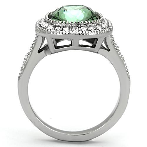 TK1317 - High polished (no plating) Stainless Steel Ring with Top Grade Crystal  in Emerald-2