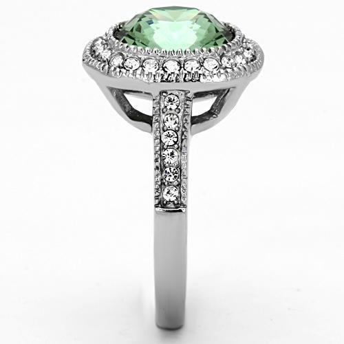 TK1317 - High polished (no plating) Stainless Steel Ring with Top Grade Crystal  in Emerald-3