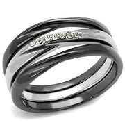 TK1340PJ - Two Tone IP Light Black (IP Gun) Stainless Steel Ring with Top Grade Crystal  in Clear-0