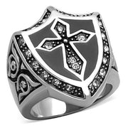 TK1349 - High polished (no plating) Stainless Steel Ring with Top Grade Crystal  in Clear-0