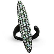 TK1365 - IP Black(Ion Plating) Stainless Steel Ring with Top Grade Crystal  in Multi Color-0