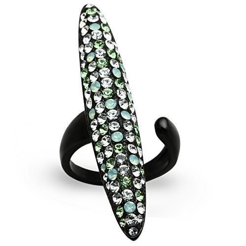TK1365 - IP Black(Ion Plating) Stainless Steel Ring with Top Grade Crystal  in Multi Color-0