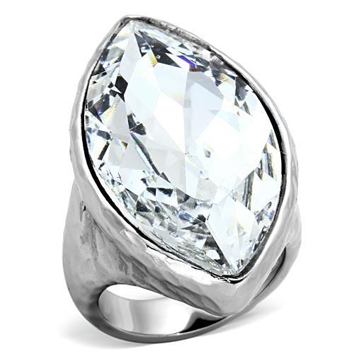 TK1368 - IP rhodium (PVD) Stainless Steel Ring with Top Grade Crystal  in Clear-0