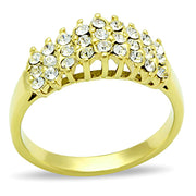TK1384 - IP Gold(Ion Plating) Stainless Steel Ring with Top Grade Crystal  in Clear-0
