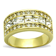 TK1386 - IP Gold(Ion Plating) Stainless Steel Ring with Top Grade Crystal  in Clear-0