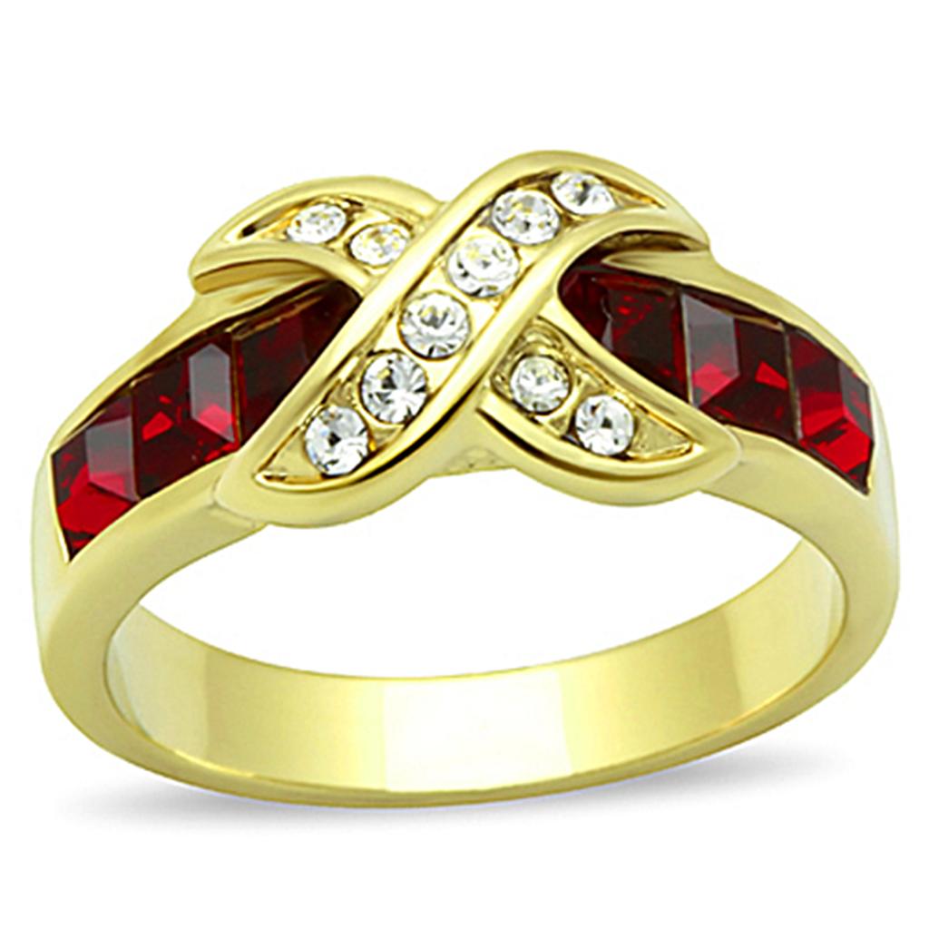 TK1388 - IP Gold(Ion Plating) Stainless Steel Ring with Top Grade Crystal  in Siam-0