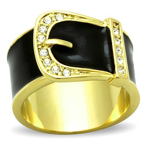 TK1396 - IP Gold(Ion Plating) Stainless Steel Ring with Top Grade Crystal  in Clear-0