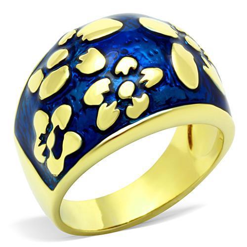 TK1399 - IP Gold(Ion Plating) Stainless Steel Ring with Epoxy  in Capri Blue-0