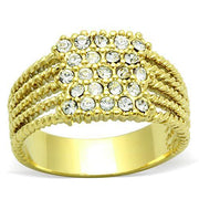 TK1400 - IP Gold(Ion Plating) Stainless Steel Ring with Top Grade Crystal  in Clear-0