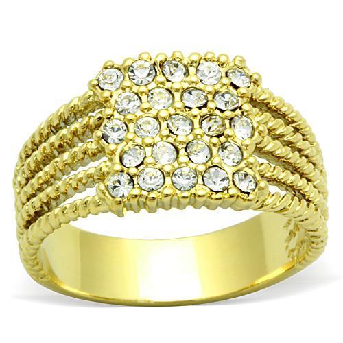 TK1400 - IP Gold(Ion Plating) Stainless Steel Ring with Top Grade Crystal  in Clear-0