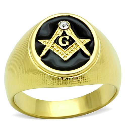 TK1403 - IP Gold(Ion Plating) Stainless Steel Ring with Top Grade Crystal  in Clear-0