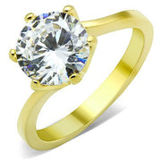 TK1406 - IP Gold(Ion Plating) Stainless Steel Ring with AAA Grade CZ  in Clear-0