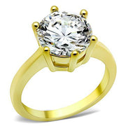 TK1407 - IP Gold(Ion Plating) Stainless Steel Ring with AAA Grade CZ  in Clear-0