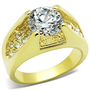 TK1411 - IP Gold(Ion Plating) Stainless Steel Ring with AAA Grade CZ  in Clear-0