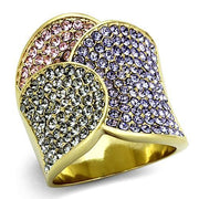 TK1420 - IP Gold(Ion Plating) Stainless Steel Ring with Top Grade Crystal  in Multi Color-0