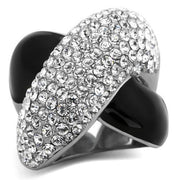 TK1427 - High polished (no plating) Stainless Steel Ring with Top Grade Crystal  in Clear-0