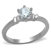 TK1431 - High polished (no plating) Stainless Steel Ring with AAA Grade CZ  in Clear-0