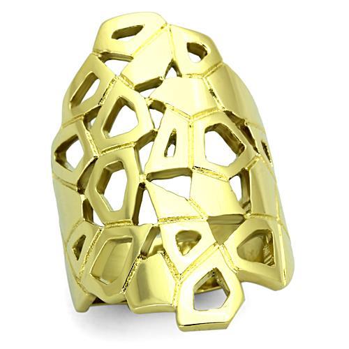 TK1446 - IP Gold(Ion Plating) Stainless Steel Ring with No Stone-0