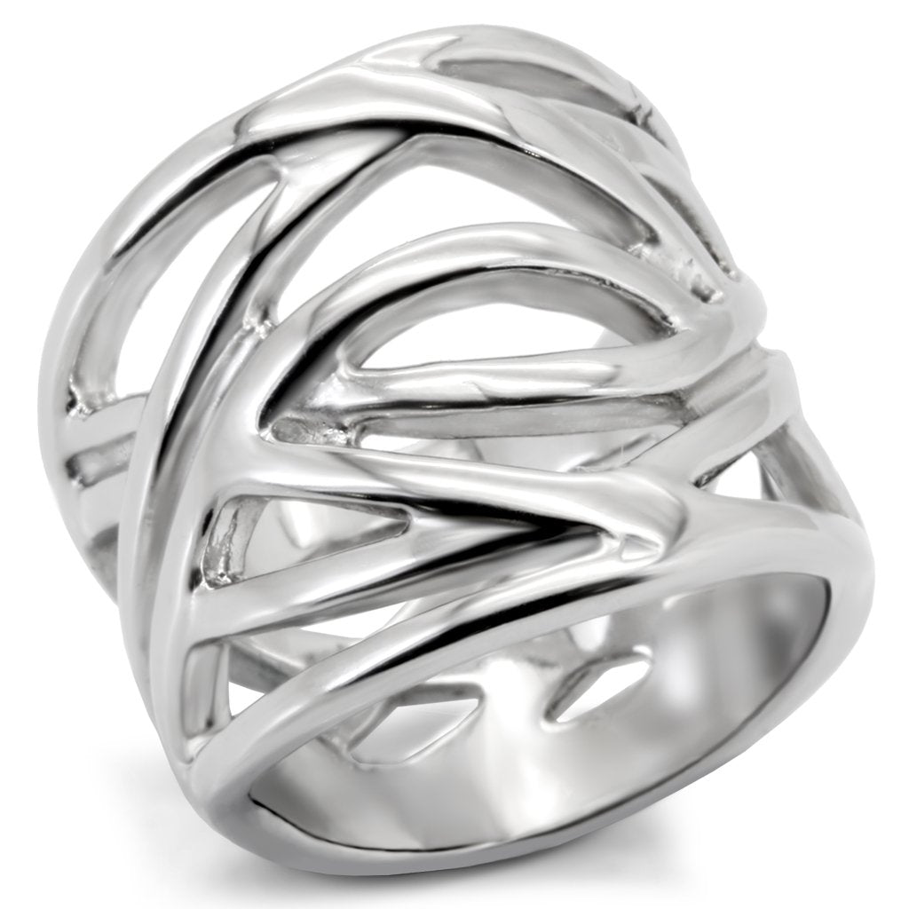 TK144 - High polished (no plating) Stainless Steel Ring with No Stone-0