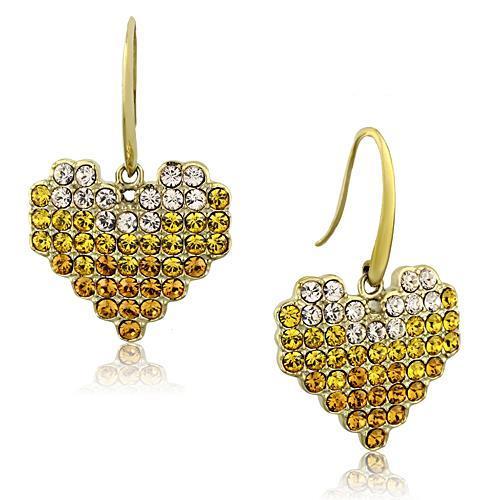 TK1455 - IP Gold(Ion Plating) Stainless Steel Earrings with Top Grade Crystal  in Multi Color-0