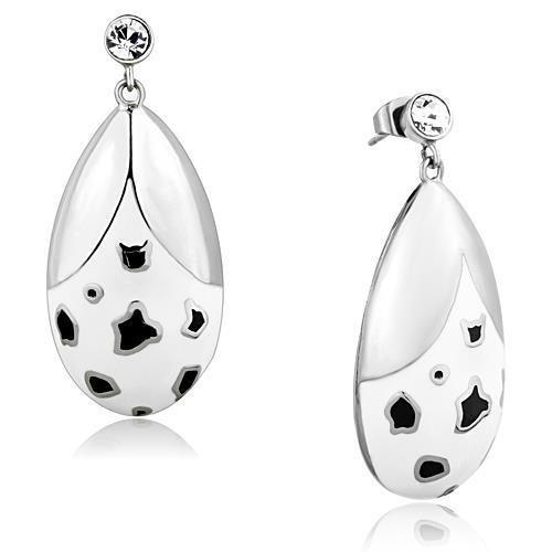 TK1462 - High polished (no plating) Stainless Steel Earrings with Top Grade Crystal  in Clear-0