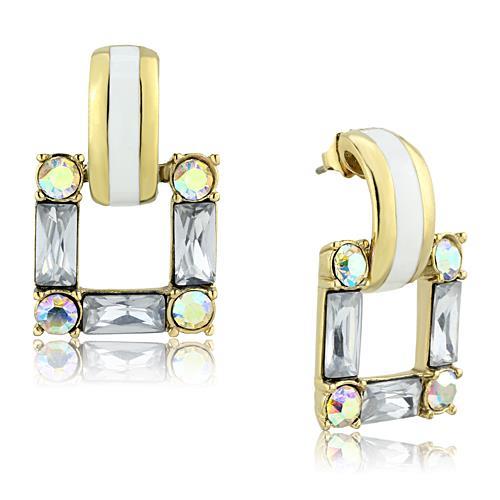 TK1465 - IP Gold(Ion Plating) Stainless Steel Earrings with Top Grade Crystal  in Clear-0