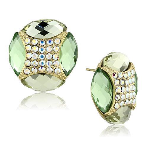 TK1468 - IP Gold(Ion Plating) Stainless Steel Earrings with Synthetic Synthetic Glass in Multi Color-0