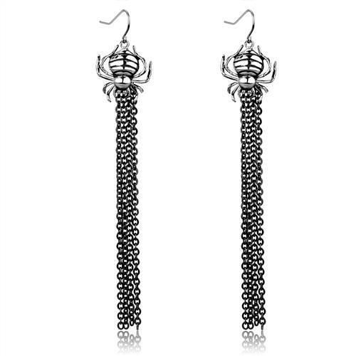 TK1481 - Two-Tone IP Black Stainless Steel Earrings with Epoxy  in Jet-0