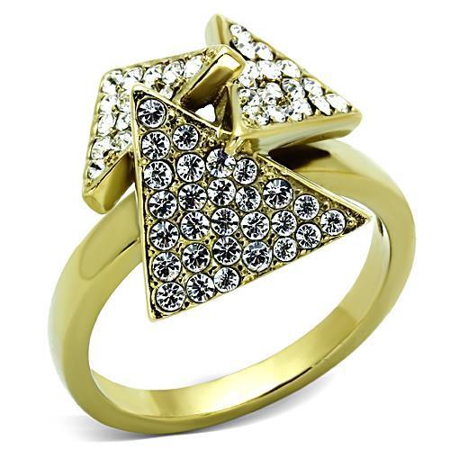 TK1485 - IP Gold(Ion Plating) Stainless Steel Ring with Top Grade Crystal  in Clear-0