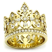 TK1507 - IP Gold(Ion Plating) Stainless Steel Ring with Top Grade Crystal  in Clear-0