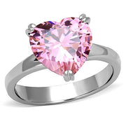 TK1513 - High polished (no plating) Stainless Steel Ring with AAA Grade CZ  in Rose-0