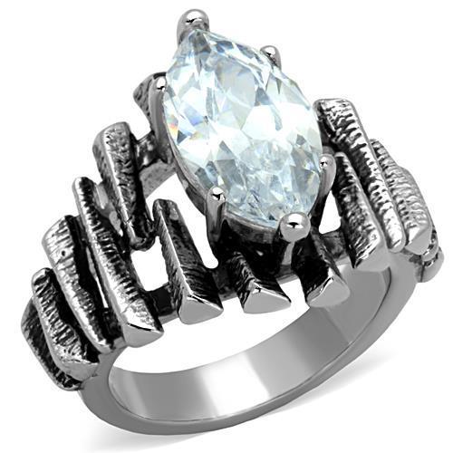 TK1516 - High polished (no plating) Stainless Steel Ring with AAA Grade CZ  in Clear-0