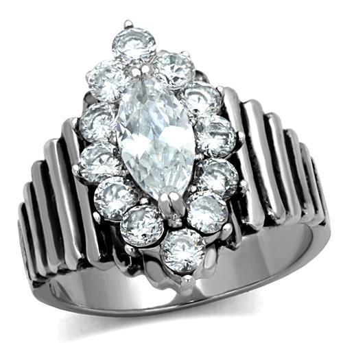 TK1517 - High polished (no plating) Stainless Steel Ring with AAA Grade CZ  in Clear-0