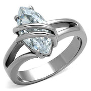 TK1531 - High polished (no plating) Stainless Steel Ring with AAA Grade CZ  in Clear-0