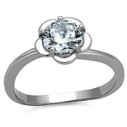 TK1540 - High polished (no plating) Stainless Steel Ring with AAA Grade CZ  in Clear-0