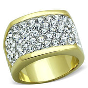TK1545 - Two-Tone IP Gold (Ion Plating) Stainless Steel Ring with Top Grade Crystal  in Clear-0