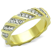 TK1557 - Two-Tone IP Gold (Ion Plating) Stainless Steel Ring with Top Grade Crystal  in Clear-0