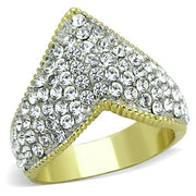 TK1562 - Two-Tone IP Gold (Ion Plating) Stainless Steel Ring with Top Grade Crystal  in Clear-0