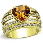 TK1563 - IP Gold(Ion Plating) Stainless Steel Ring with Top Grade Crystal  in Topaz-0